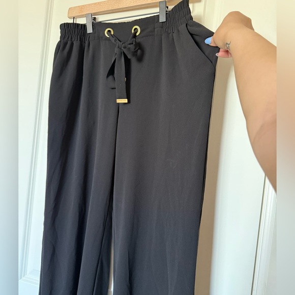 Michael Kors Women's Black Wide Leg Palazzo Pants Elastic Drawstring Waist Sz S - Picture 4 of 12